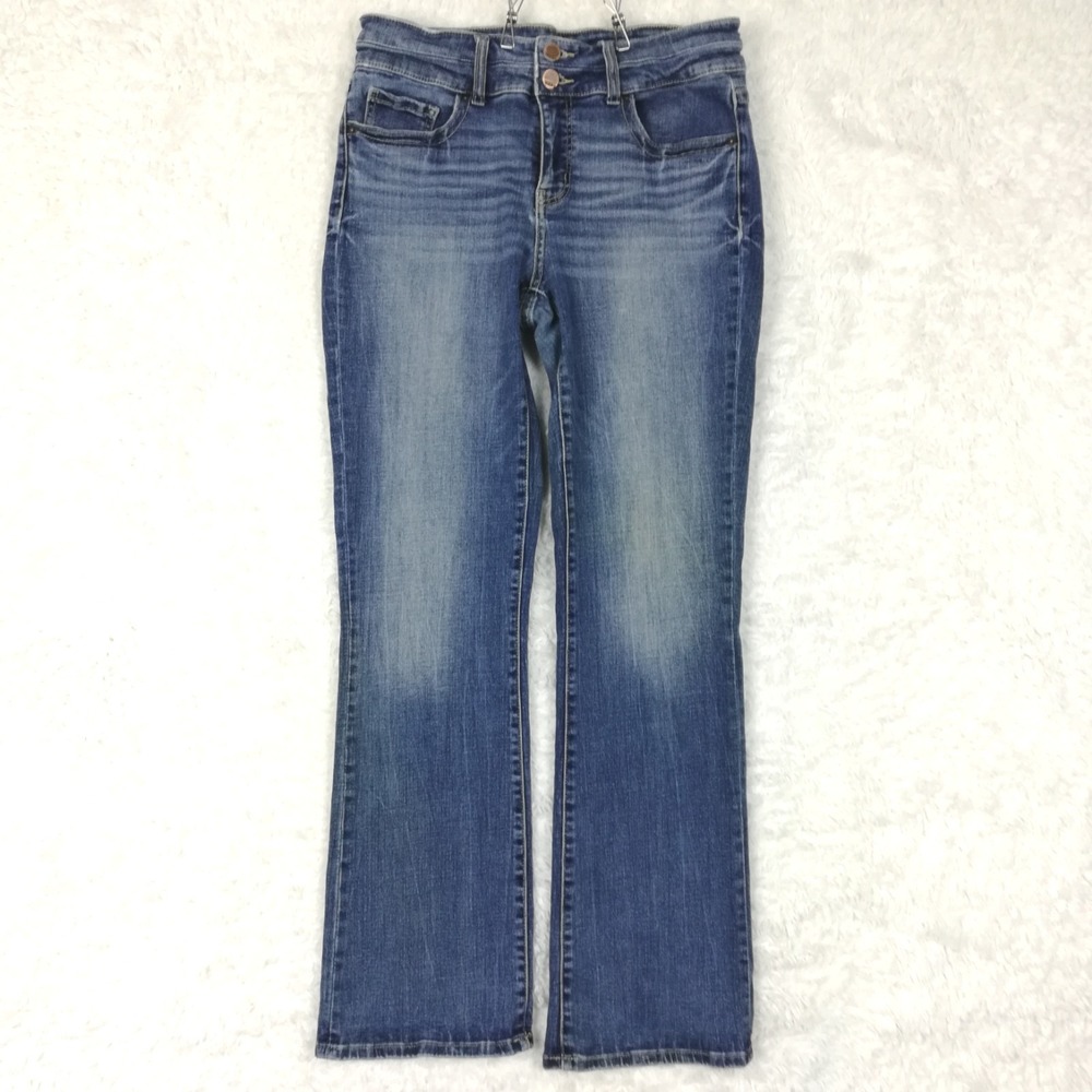 BKE Womens Jeans Payton Boot Cut Mid Rise Blue Denim Whiskering Universal 30